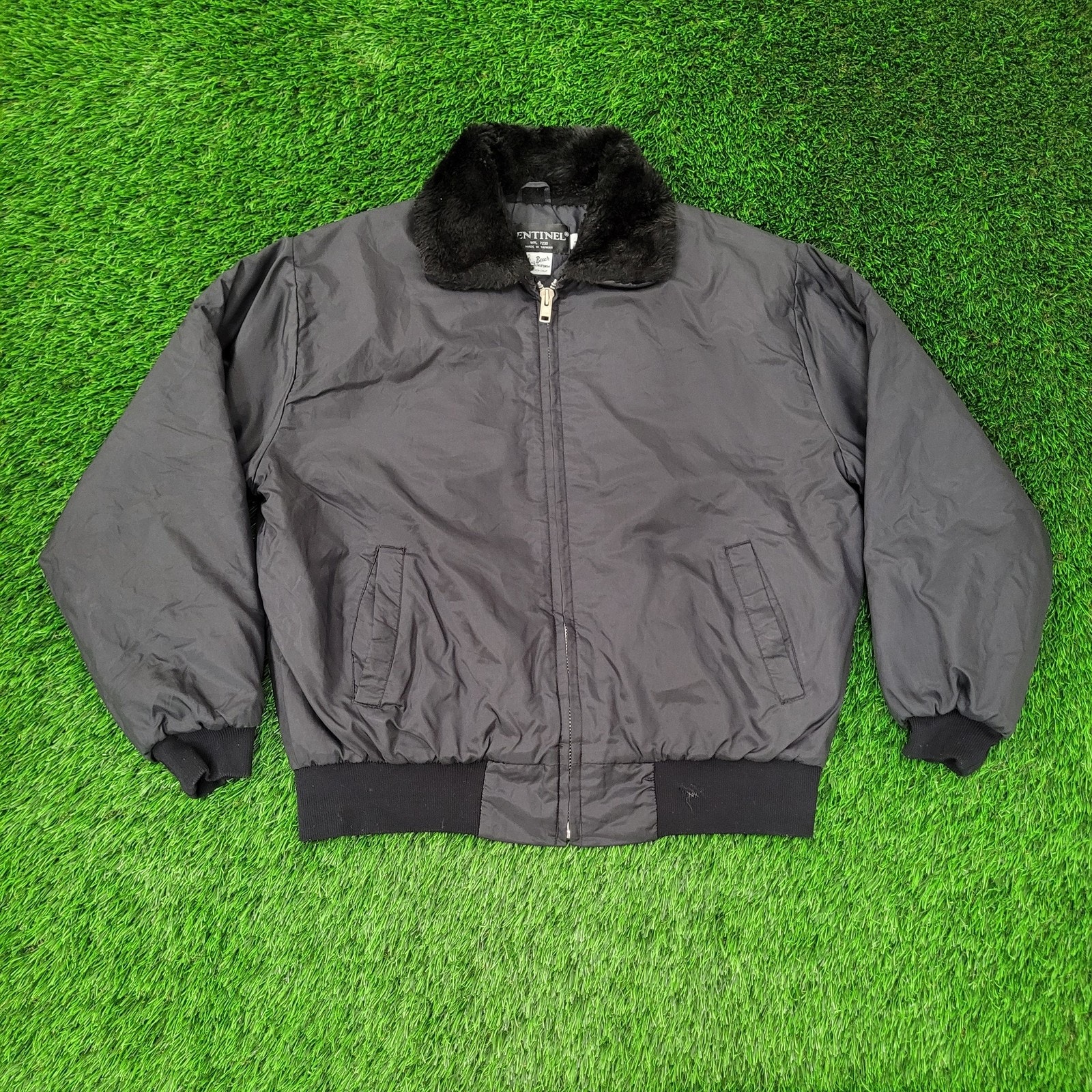 Vintage Long-Beach Sentinel Jacket Large 27x27 Sherpa-Collar